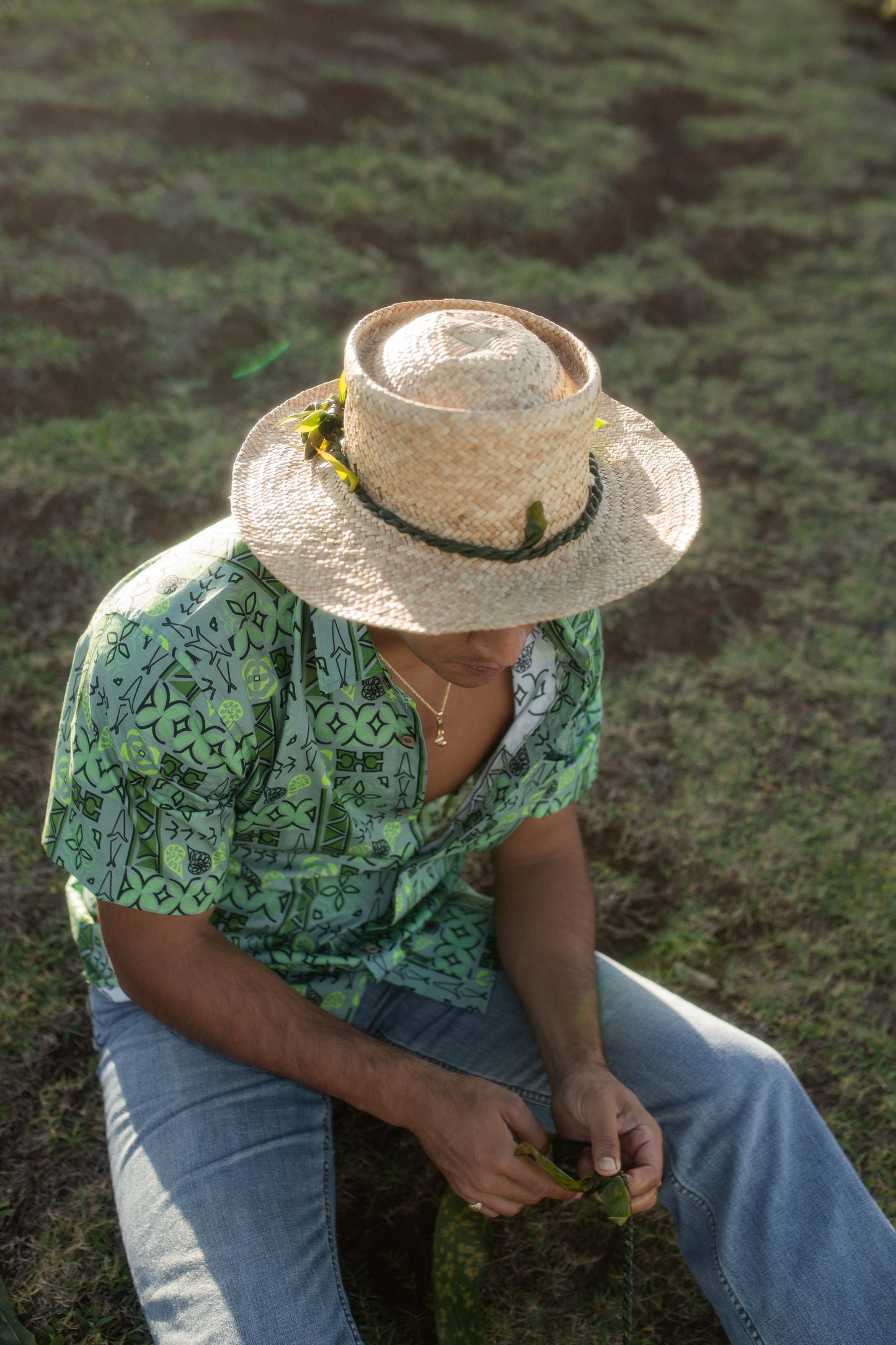 Kāne Kapa Aloha Shirt - Moss